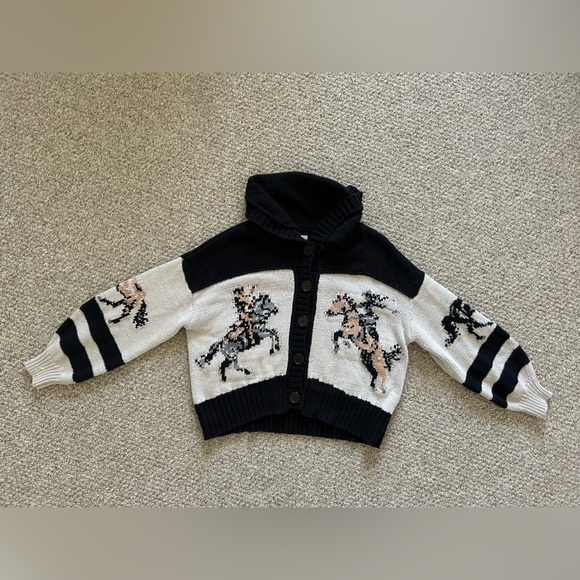 Anthropologie Pilcro Horse Graphic Cardigan Sweater Rare Find Size M - Picture 7 of 12